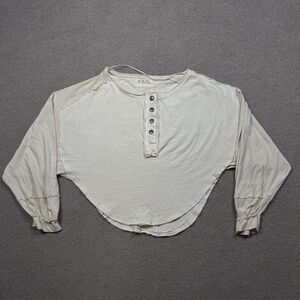 We The Free Women's Shirt Size L Beige Long Sleeve Pullover Free People Blouse